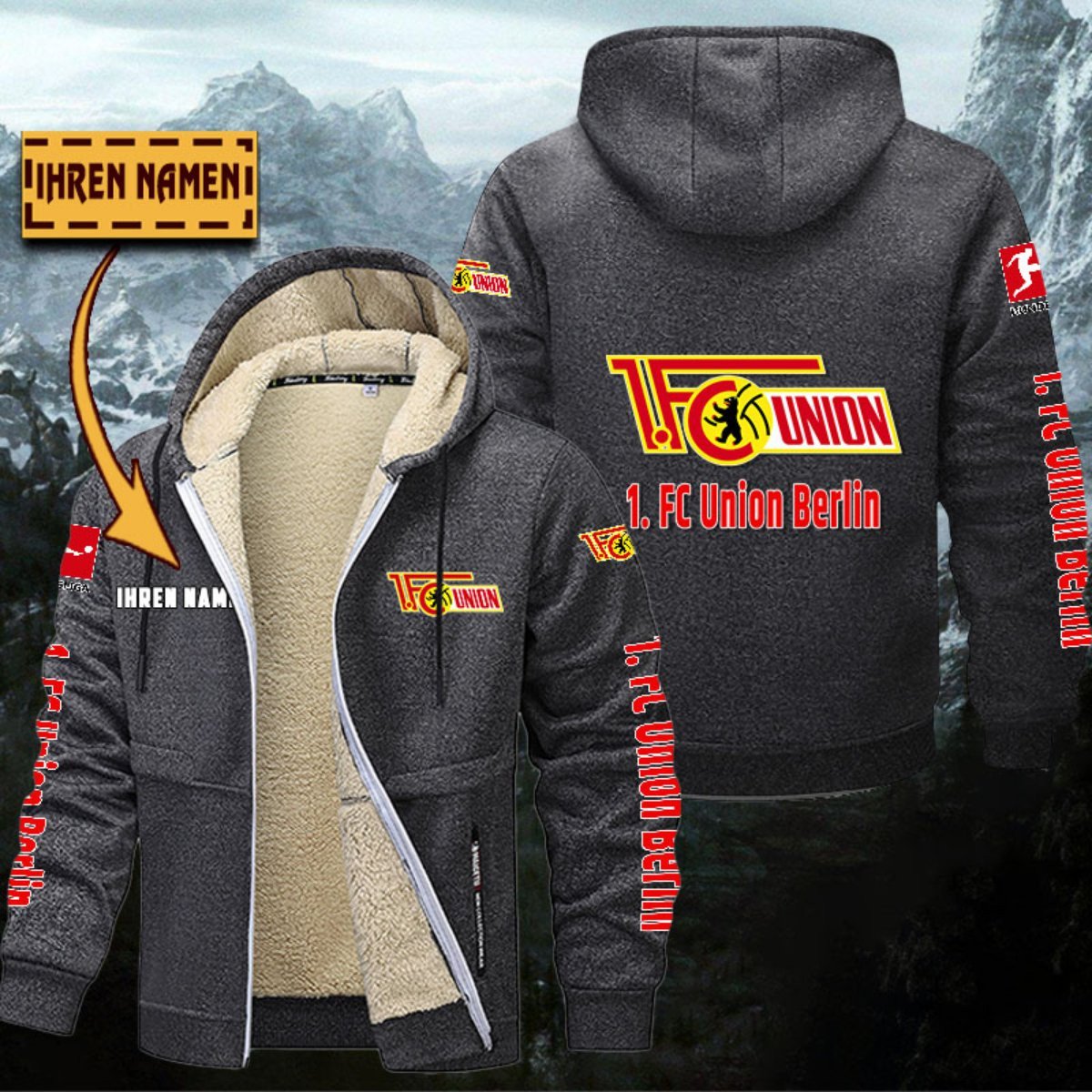 Union Berlin Gefütterte Kapuzenjacke – Bild 4