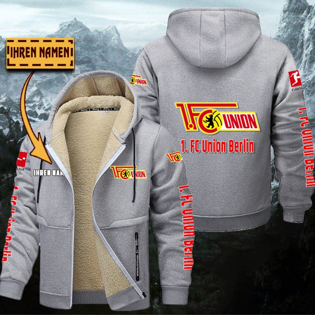 Union Berlin Gefütterte Kapuzenjacke – Bild 5