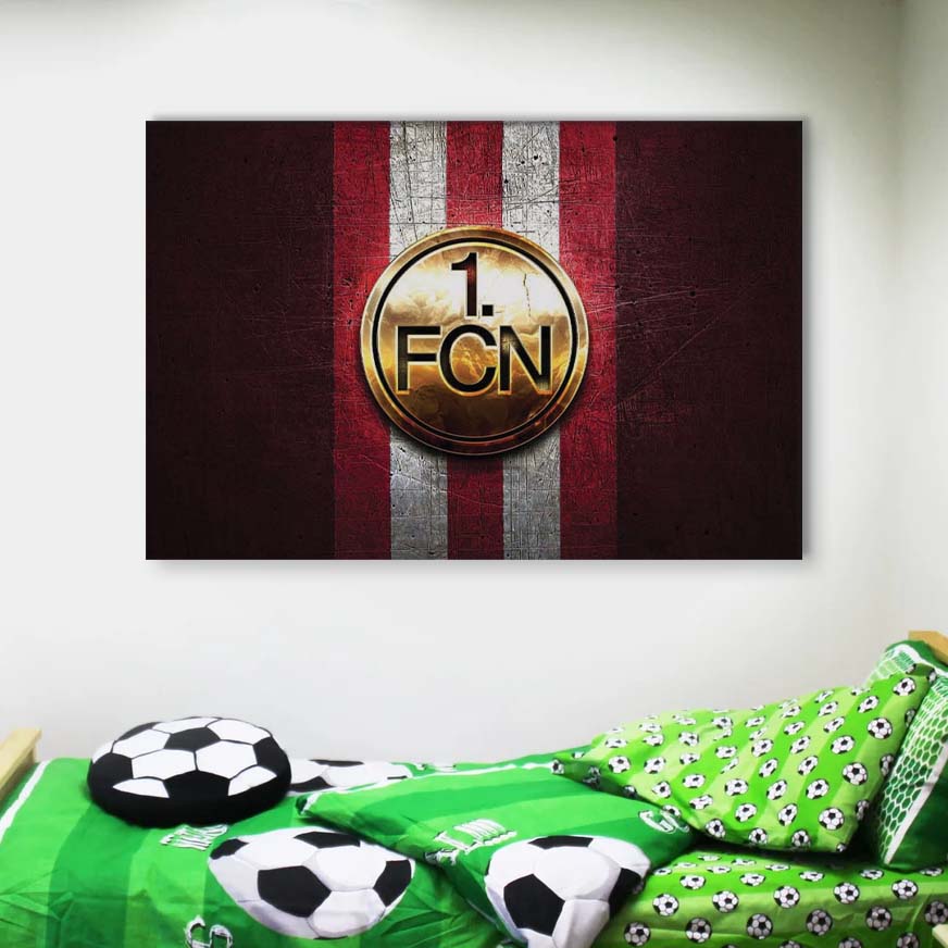 1. FC Nürnberg Roter Metallhintergrund FCN Leinwandbilder – Bild 4