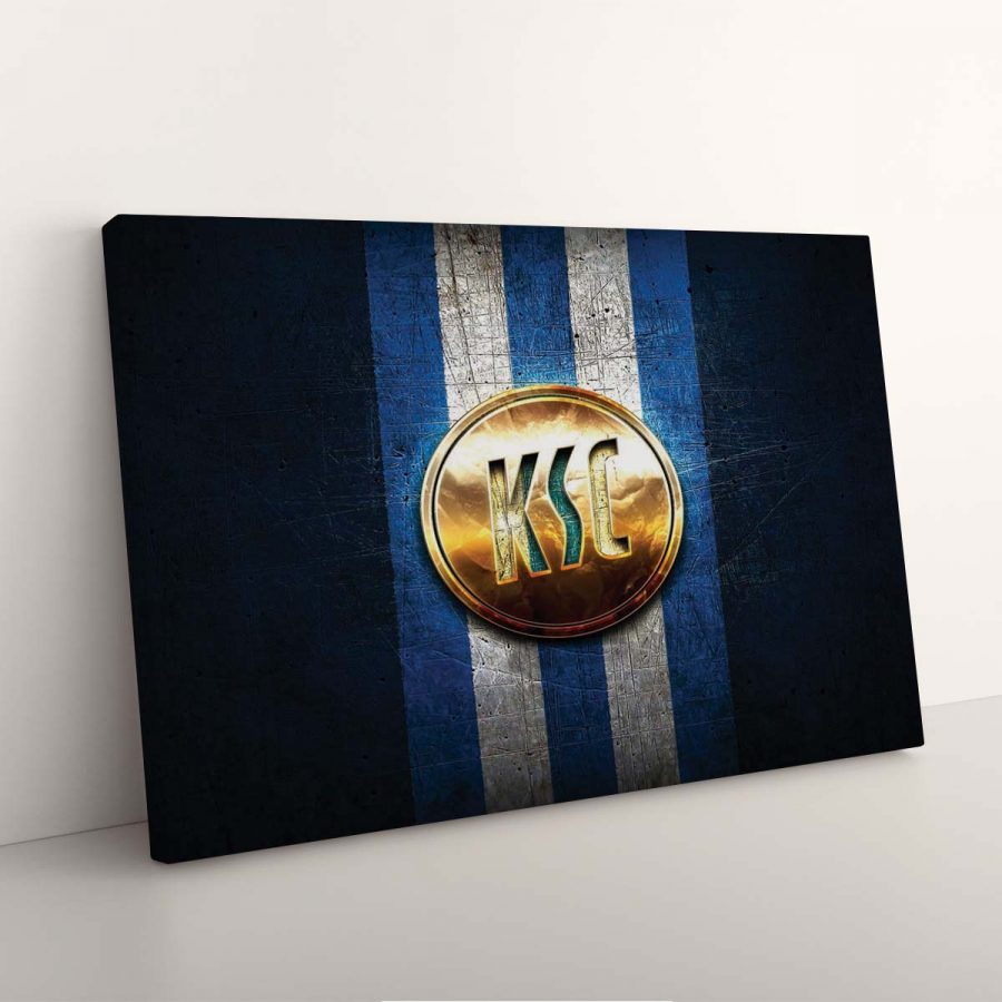 Karlsruher FC Blaues Metall mit Goldenem Logo KSC Leinwandbilder – Bild 7
