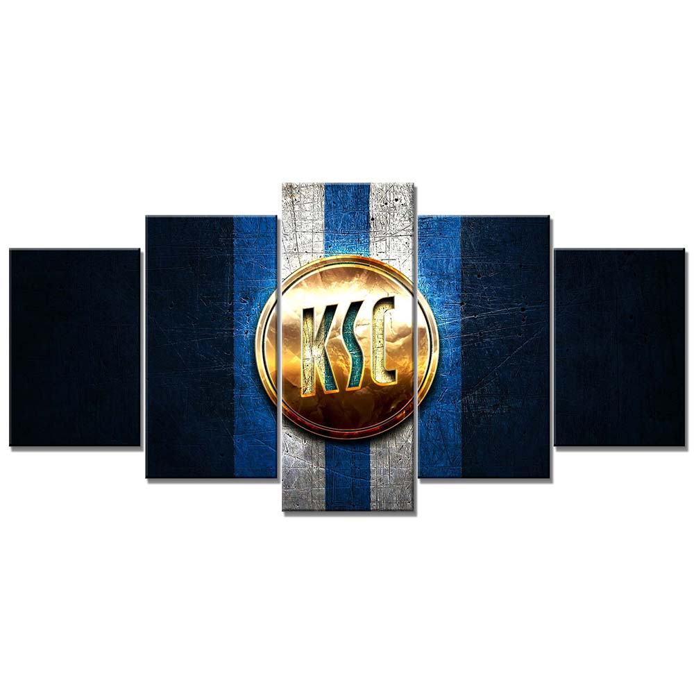 Karlsruher FC Blaues Metall mit Goldenem Logo KSC Leinwandbilder