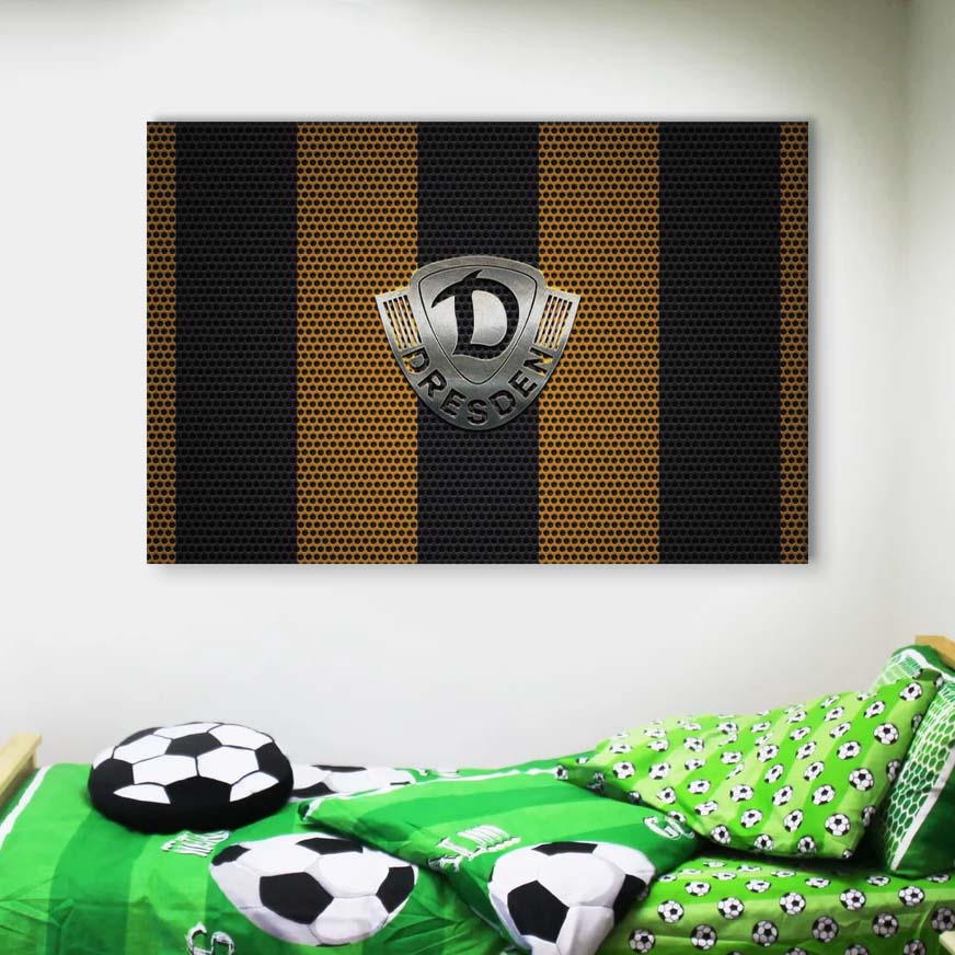 SG Dynamo Dresden Gelber Punktmetall-Hintergrund Leinwandbilder – Bild 4