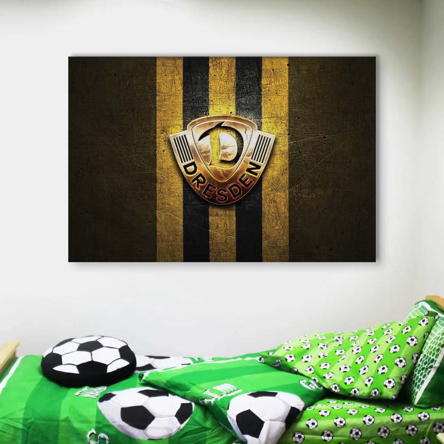 SG Dynamo Dresden Gelber Metallhintergrund Leinwandbilder – Bild 4