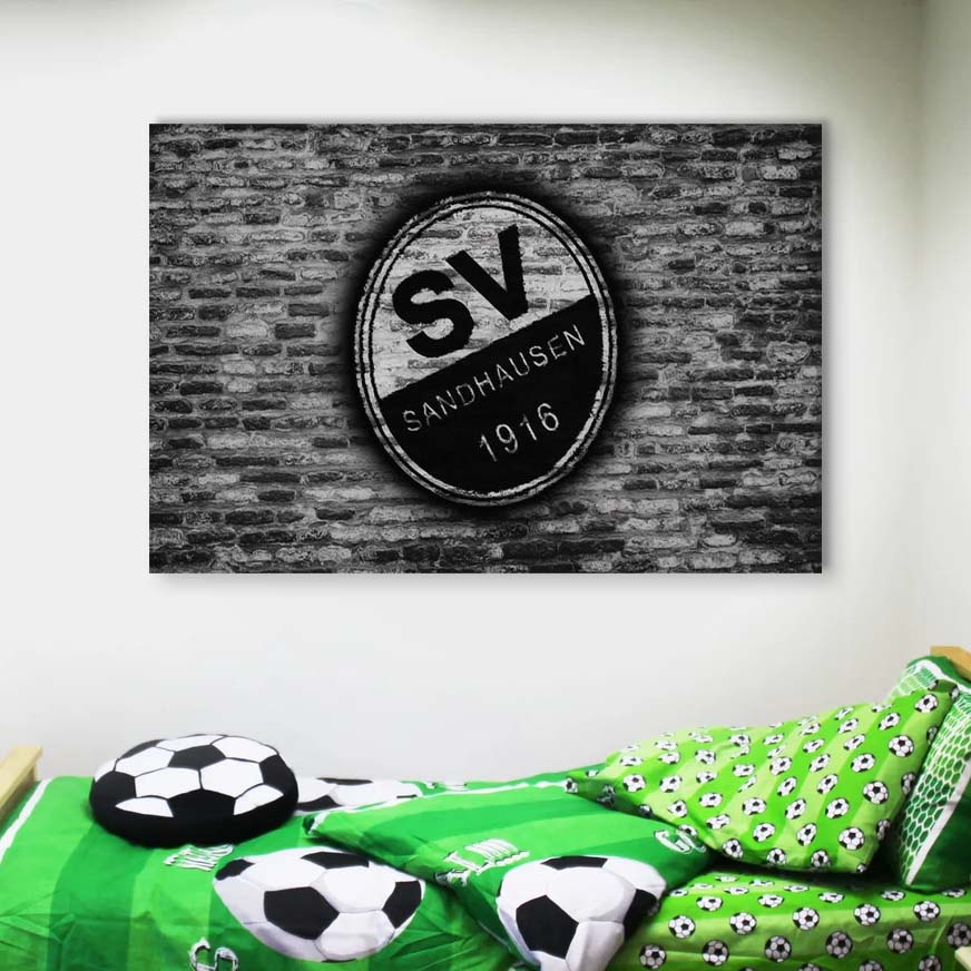 SV Sandhausen Schwarz-Weiß Ziegelwand Leinwandbilder – Bild 4