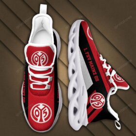 1. FSV Mainz 05 Logo Schwarz Streifenmuster Schuhe