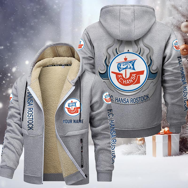 Hansa Rostock Gefütterte Kapuzenjacke - FCH Samt Zip-Hoodie – Bild 6