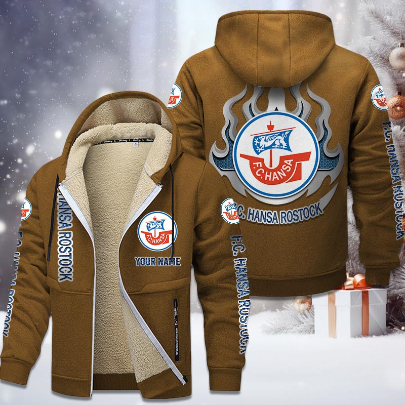 Hansa Rostock Gefütterte Kapuzenjacke - FCH Samt Zip-Hoodie – Bild 4