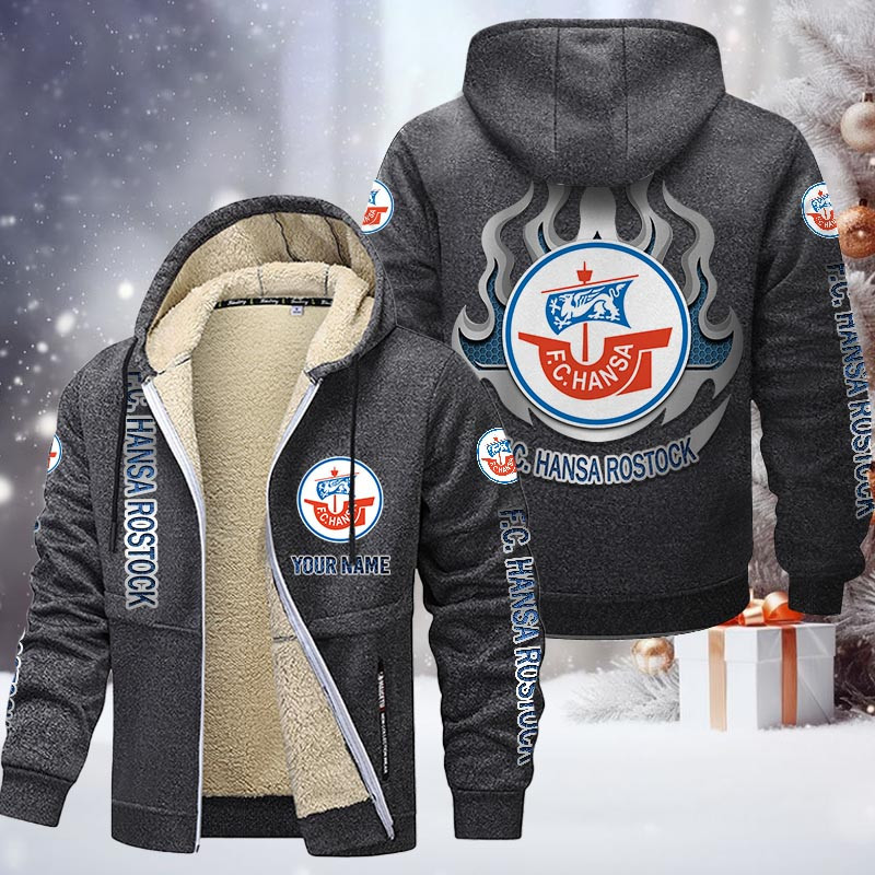 Hansa Rostock Gefütterte Kapuzenjacke - FCH Samt Zip-Hoodie – Bild 5