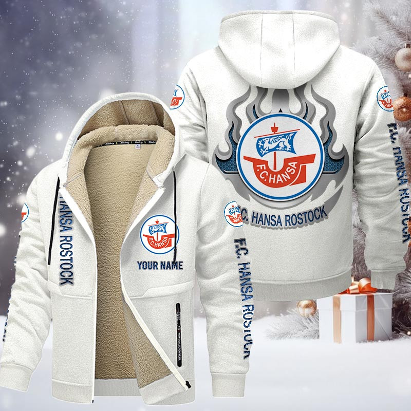 Hansa Rostock Gefütterte Kapuzenjacke - FCH Samt Zip-Hoodie – Bild 9