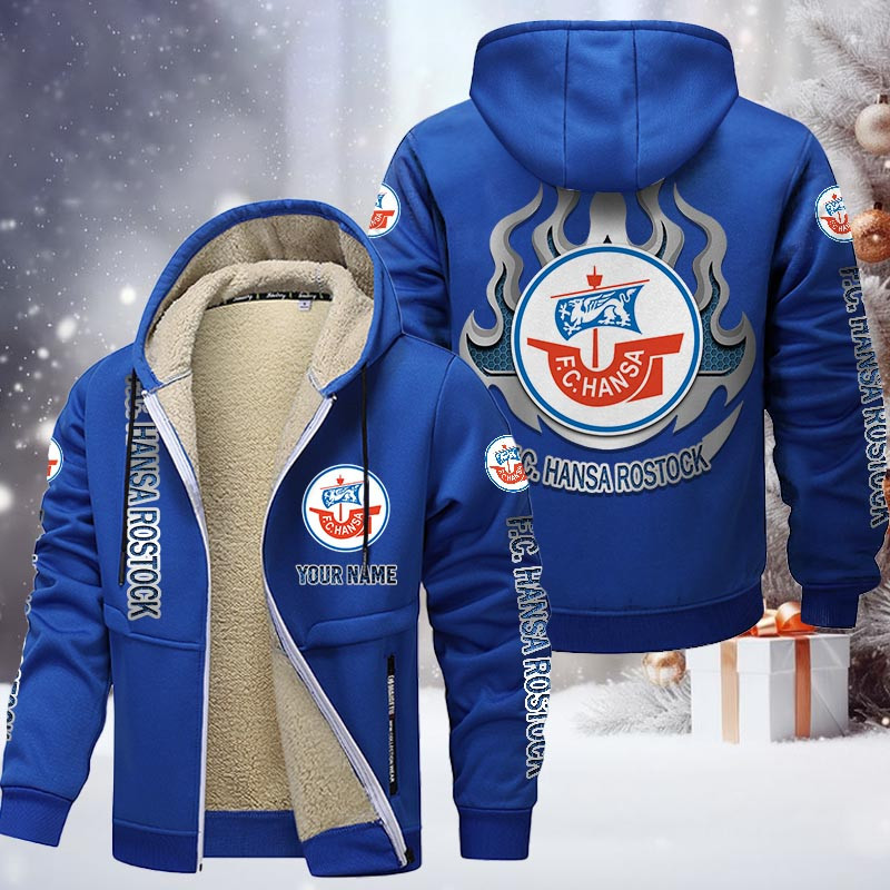 Hansa Rostock Gefütterte Kapuzenjacke - FCH Samt Zip-Hoodie – Bild 8