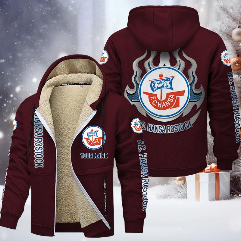 Hansa Rostock Gefütterte Kapuzenjacke - FCH Samt Zip-Hoodie – Bild 10