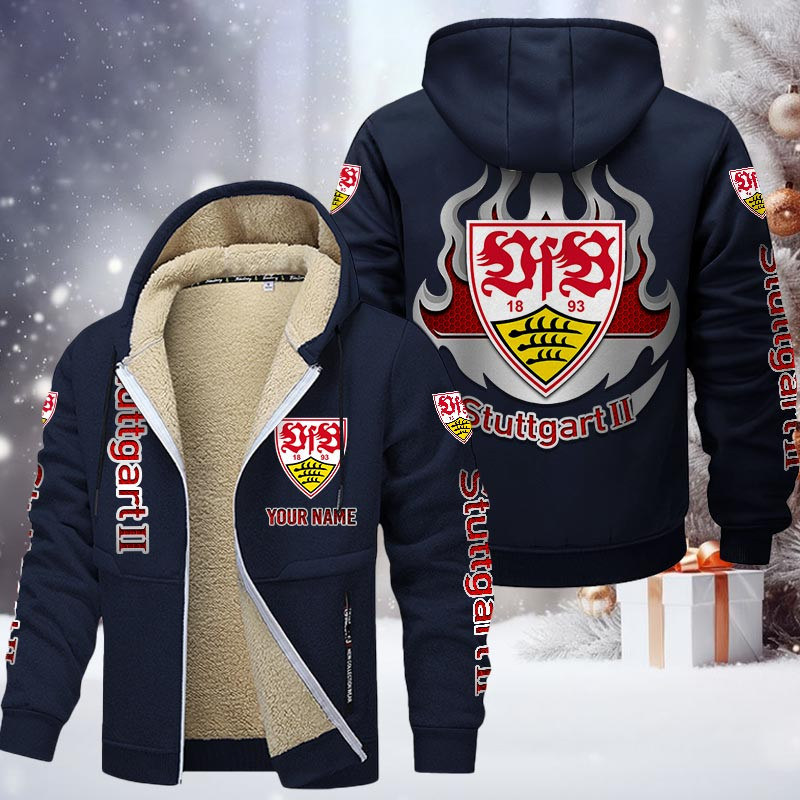 VfB Stuttgart II Gefütterte Kapuzenjacke - VFB Samt Zip-Hoodie (Ver.3) – Bild 7