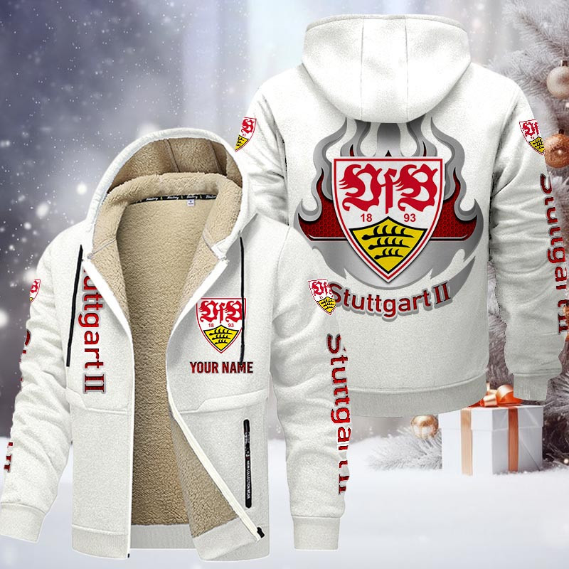 VfB Stuttgart II Gefütterte Kapuzenjacke - VFB Samt Zip-Hoodie (Ver.3) – Bild 9