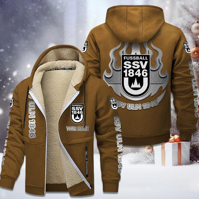 SSV Ulm 1846 Fussball Gefütterte Kapuzenjacke - ULM Samt Zip-Hoodie – Bild 4