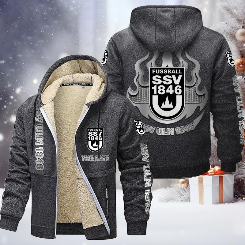 SSV Ulm 1846 Fussball Gefütterte Kapuzenjacke - ULM Samt Zip-Hoodie – Bild 5