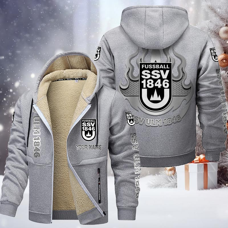 SSV Ulm 1846 Fussball Gefütterte Kapuzenjacke - ULM Samt Zip-Hoodie – Bild 6