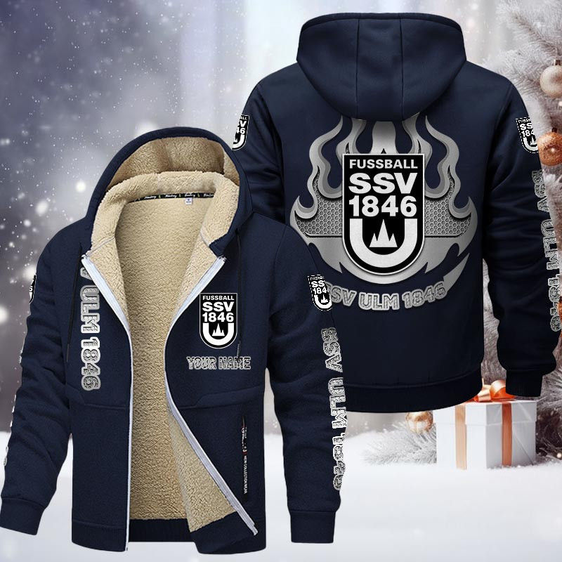 SSV Ulm 1846 Fussball Gefütterte Kapuzenjacke - ULM Samt Zip-Hoodie – Bild 7