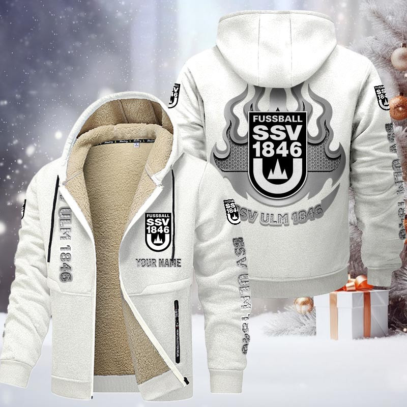 SSV Ulm 1846 Fussball Gefütterte Kapuzenjacke - ULM Samt Zip-Hoodie – Bild 9