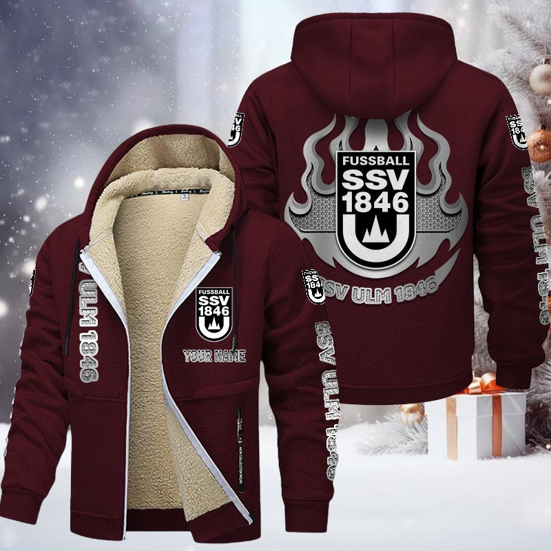 SSV Ulm 1846 Fussball Gefütterte Kapuzenjacke - ULM Samt Zip-Hoodie – Bild 10
