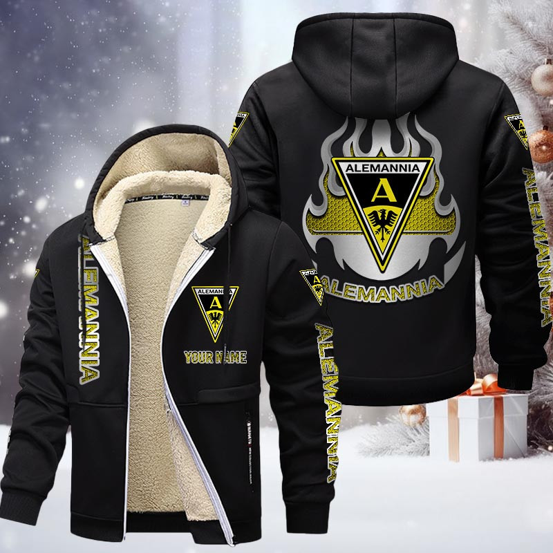 Alemannia Aachen Gefütterte Kapuzenjacke - AAC Samt Zip-Hoodie – Bild 3