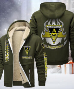 Alemannia Aachen Gefütterte Kapuzenjacke - AAC Samt Zip-Hoodie