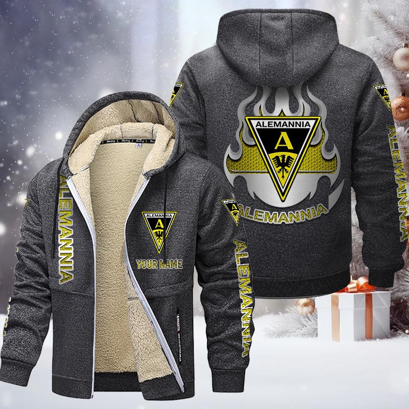 Alemannia Aachen Gefütterte Kapuzenjacke - AAC Samt Zip-Hoodie – Bild 5