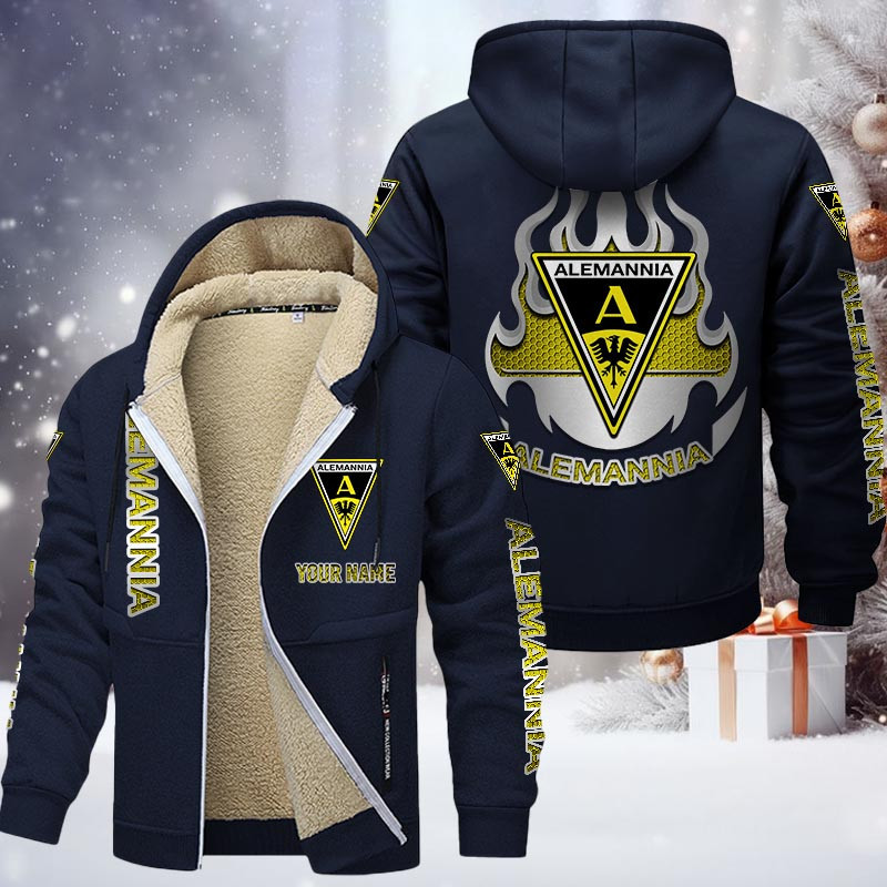 Alemannia Aachen Gefütterte Kapuzenjacke - AAC Samt Zip-Hoodie – Bild 7