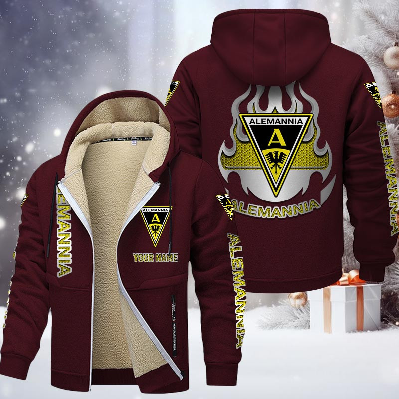 Alemannia Aachen Gefütterte Kapuzenjacke - AAC Samt Zip-Hoodie – Bild 10