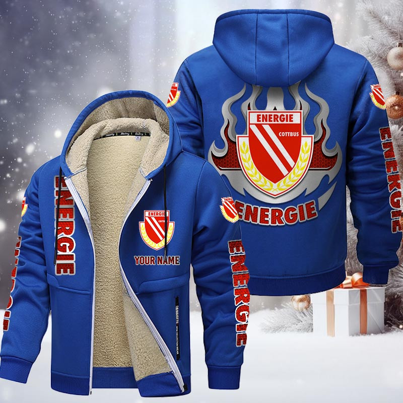 Energie Cottbus Gefütterte Kapuzenjacke - FCE Samt Zip-Hoodie (Ver.2) – Bild 8
