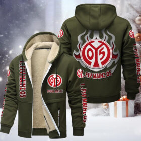 1. FSV Mainz 05 Gefütterte Kapuzenjacke – M05 Samt Zip-Hoodie (Ver.2)