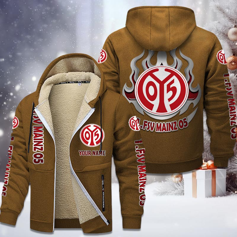 1. FSV Mainz 05 Gefütterte Kapuzenjacke - M05 Samt Zip-Hoodie (Ver.2) – Bild 4