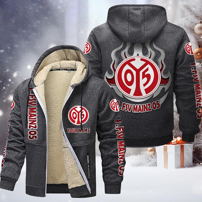 1. FSV Mainz 05 Gefütterte Kapuzenjacke - M05 Samt Zip-Hoodie (Ver.2) – Bild 5