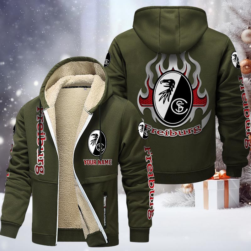 SC Freiburg Gefütterte Kapuzenjacke - SCF Samt Zip-Hoodie