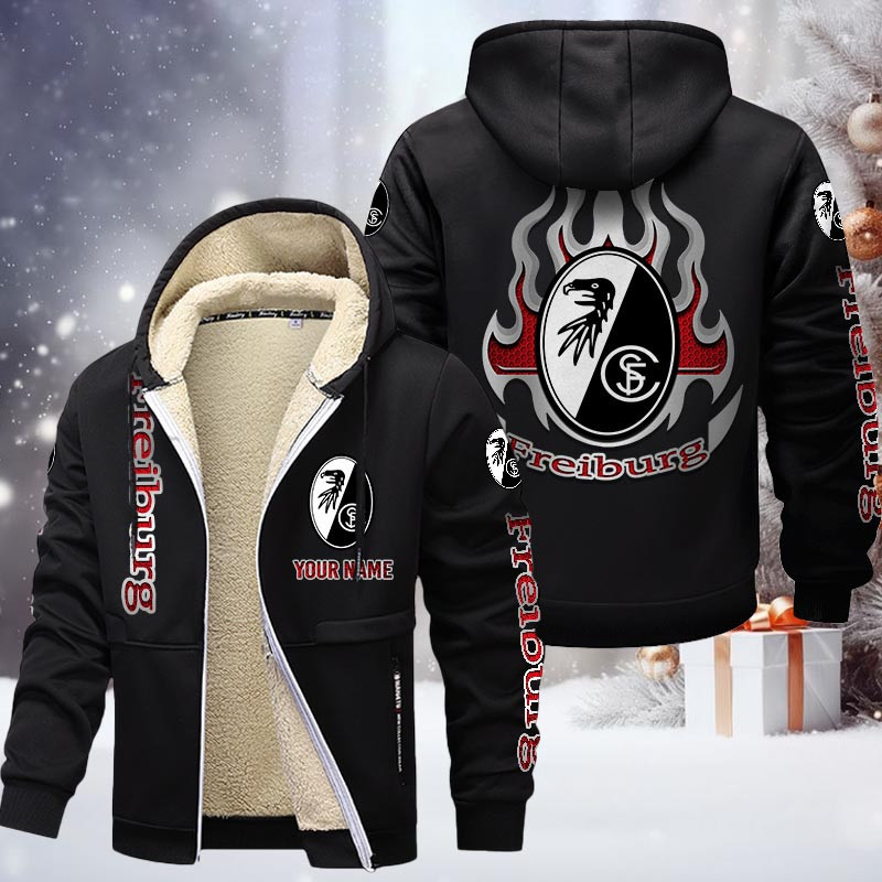 SC Freiburg Gefütterte Kapuzenjacke - SCF Samt Zip-Hoodie – Bild 3