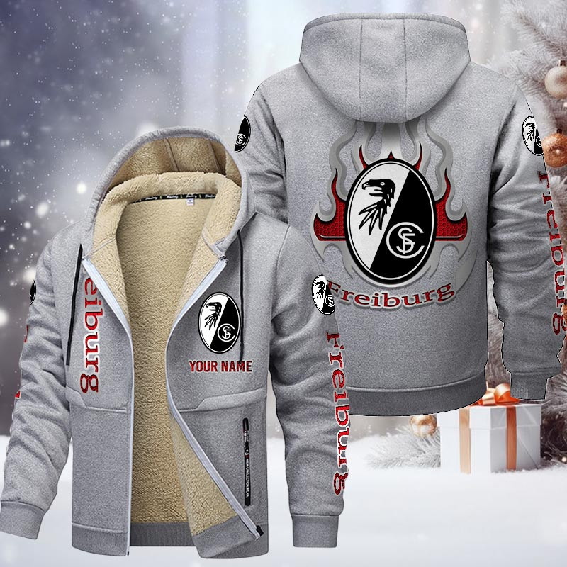 SC Freiburg Gefütterte Kapuzenjacke - SCF Samt Zip-Hoodie – Bild 6