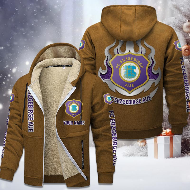 Erzgebirge Aue Gefütterte Kapuzenjacke - FCE Samt Zip-Hoodie – Bild 4