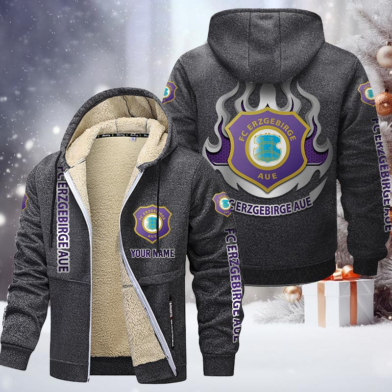 Erzgebirge Aue Gefütterte Kapuzenjacke - FCE Samt Zip-Hoodie – Bild 5