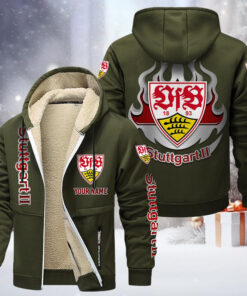 VfB Stuttgart II Gefütterte Kapuzenjacke - VFB Samt Zip-Hoodie