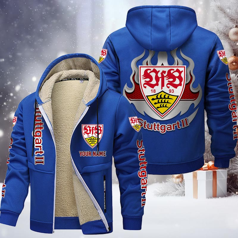 VfB Stuttgart II Gefütterte Kapuzenjacke - VFB Samt Zip-Hoodie – Bild 8