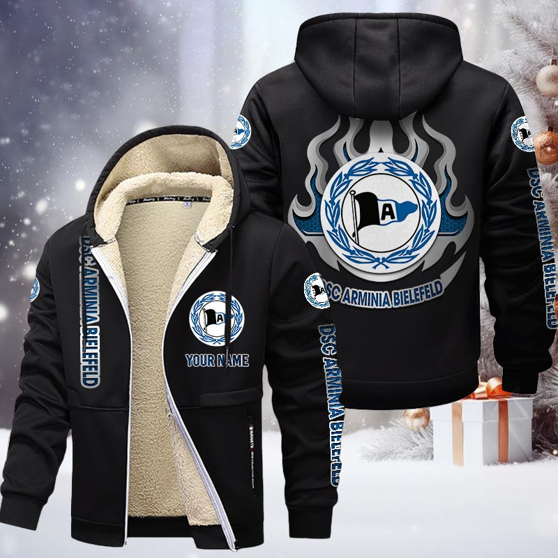 Arminia Bielefeld Gefütterte Kapuzenjacke - DSC Samt Zip-Hoodie – Bild 3