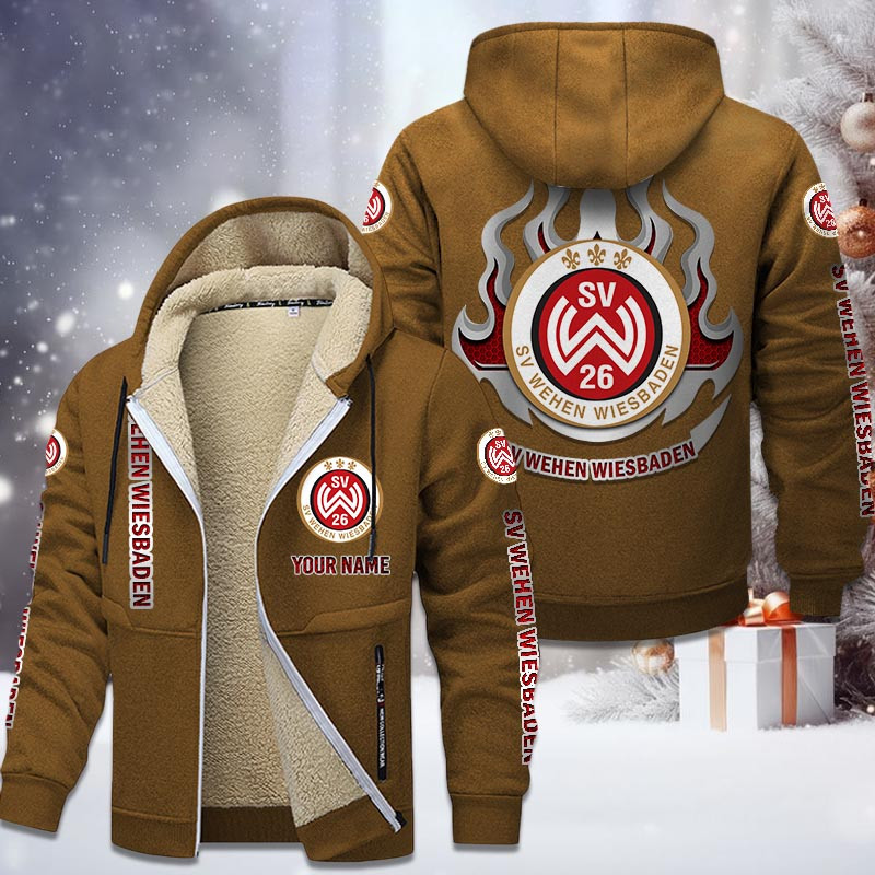 Wehen Wiesbaden Gefütterte Kapuzenjacke - SVW Samt Zip-Hoodie – Bild 4