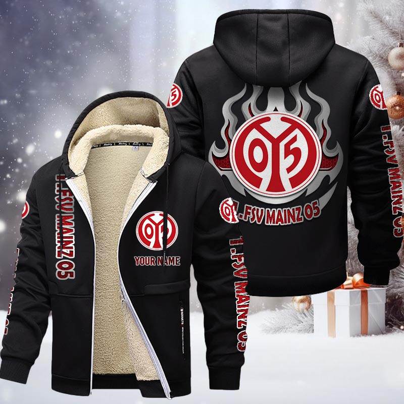 1. FSV Mainz 05 Gefütterte Kapuzenjacke - M05 Samt Zip-Hoodie – Bild 3