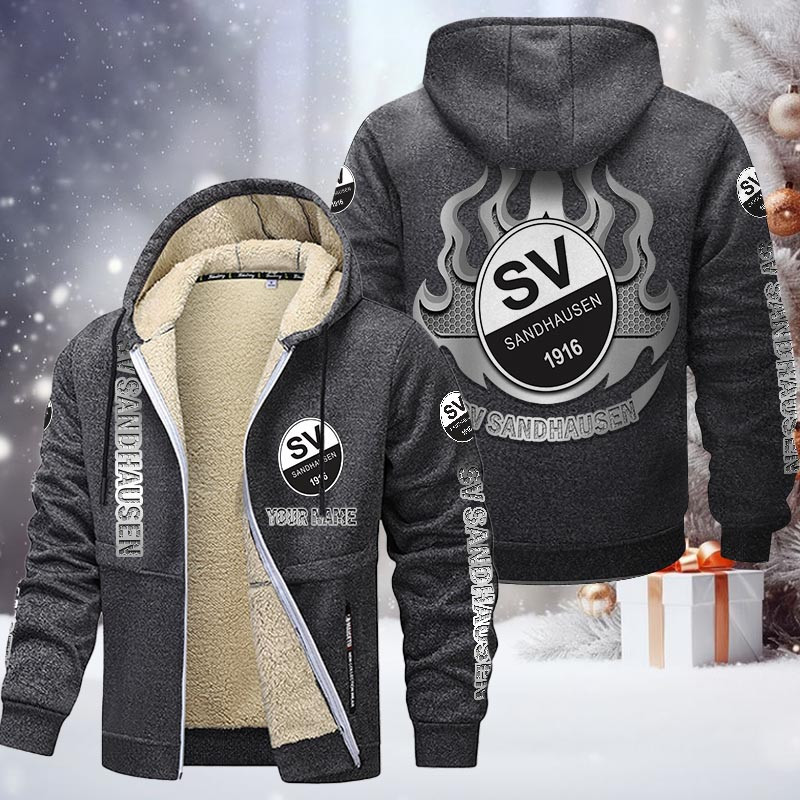 SV Sandhausen Gefütterte Kapuzenjacke - SVS Samt Zip-Hoodie – Bild 5