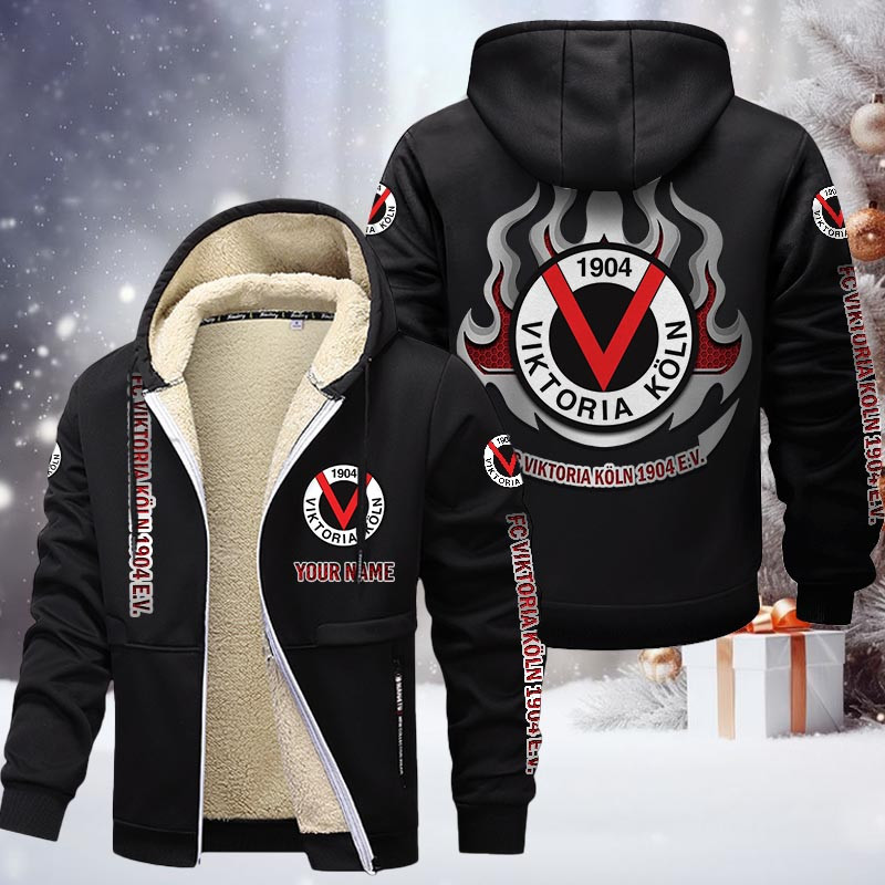 Viktoria Koln Gefütterte Kapuzenjacke - SVI Samt Zip-Hoodie – Bild 3