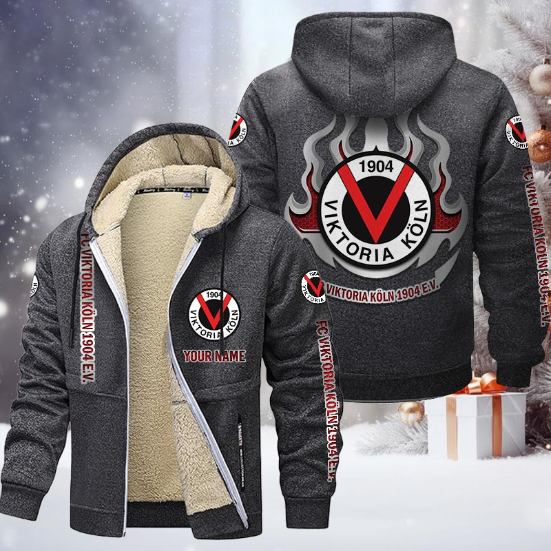 Viktoria Koln Gefütterte Kapuzenjacke - SVI Samt Zip-Hoodie – Bild 5