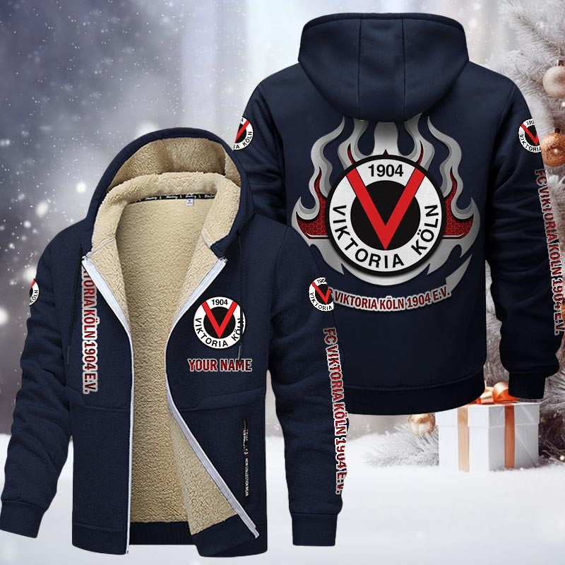 Viktoria Koln Gefütterte Kapuzenjacke - SVI Samt Zip-Hoodie – Bild 7