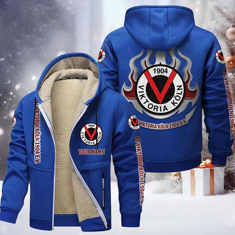 Viktoria Koln Gefütterte Kapuzenjacke - SVI Samt Zip-Hoodie – Bild 8