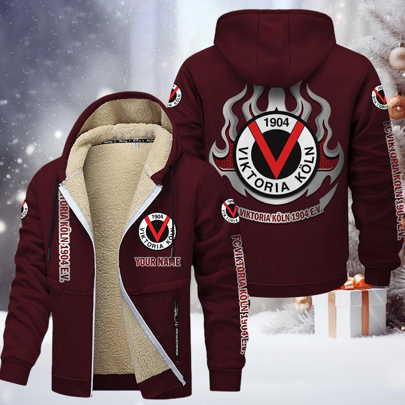 Viktoria Koln Gefütterte Kapuzenjacke - SVI Samt Zip-Hoodie – Bild 10