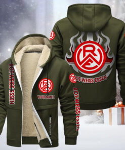 Rot-Weiss Essen e.V Gefütterte Kapuzenjacke - RWE Samt Zip-Hoodie