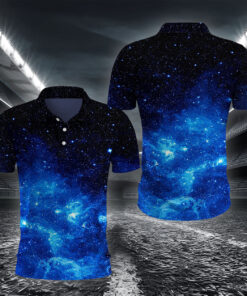 Blau-Rosa Kosmischer Wirbel Poloshirt